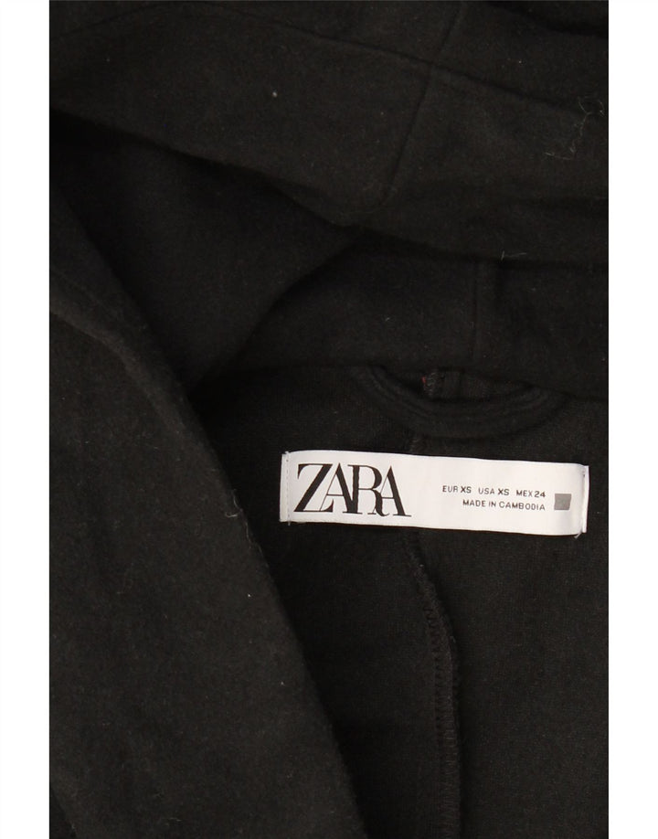 ZARA Womens Oversized Hooded Overcoat UK 6 XS Black