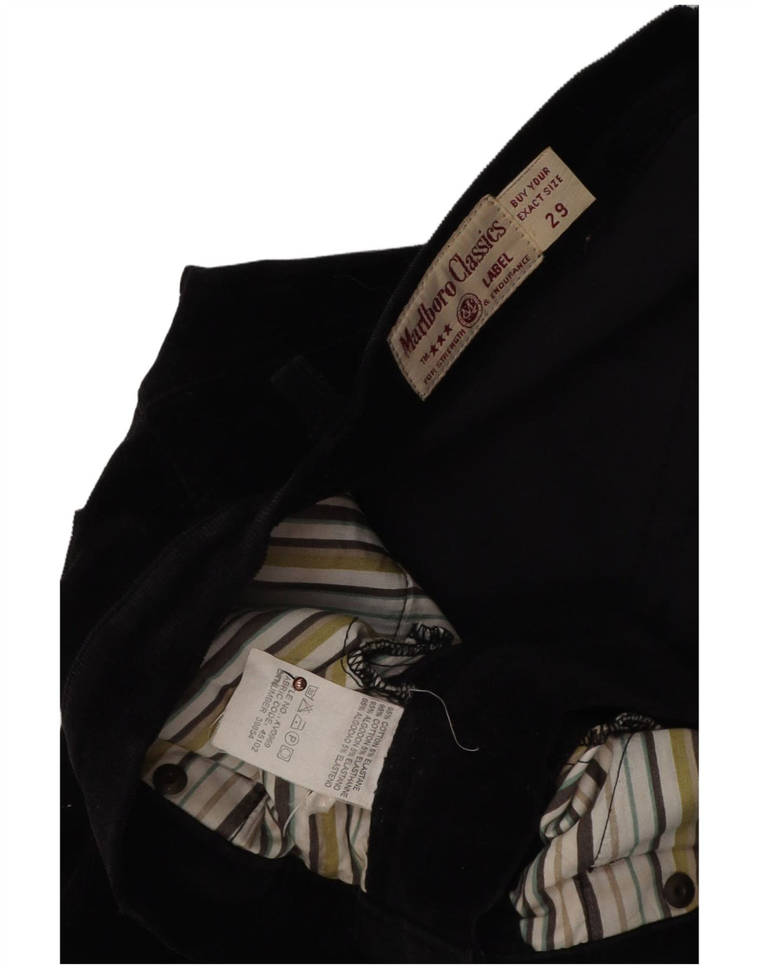 MARLBORO CLASSICS Ženske uske hlače od samta W29 L28 crni pamuk