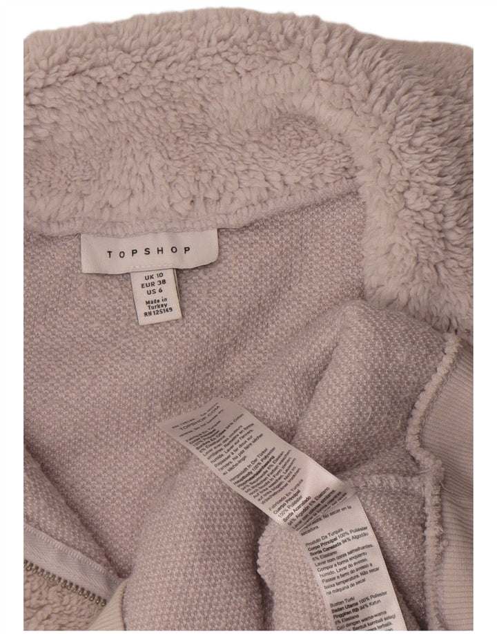Topshop Ženski veliki flis džemper s patentnim izrezom UK 10 Mali sivi poliester