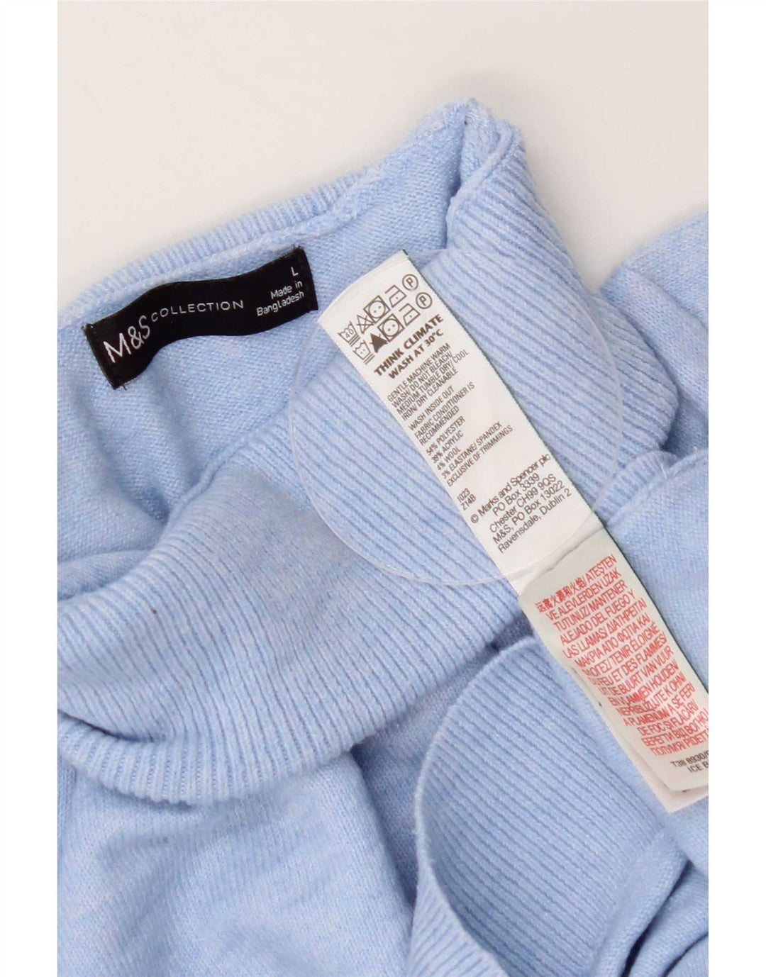 Marks & Spencer ženski pulover s rol izrezom UK 16 veliki plavi poliester