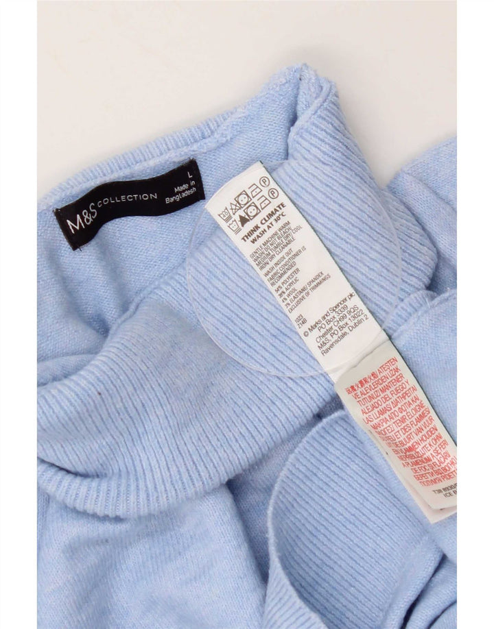 Marks & Spencer ženski pulover s rol izrezom UK 16 veliki plavi poliester