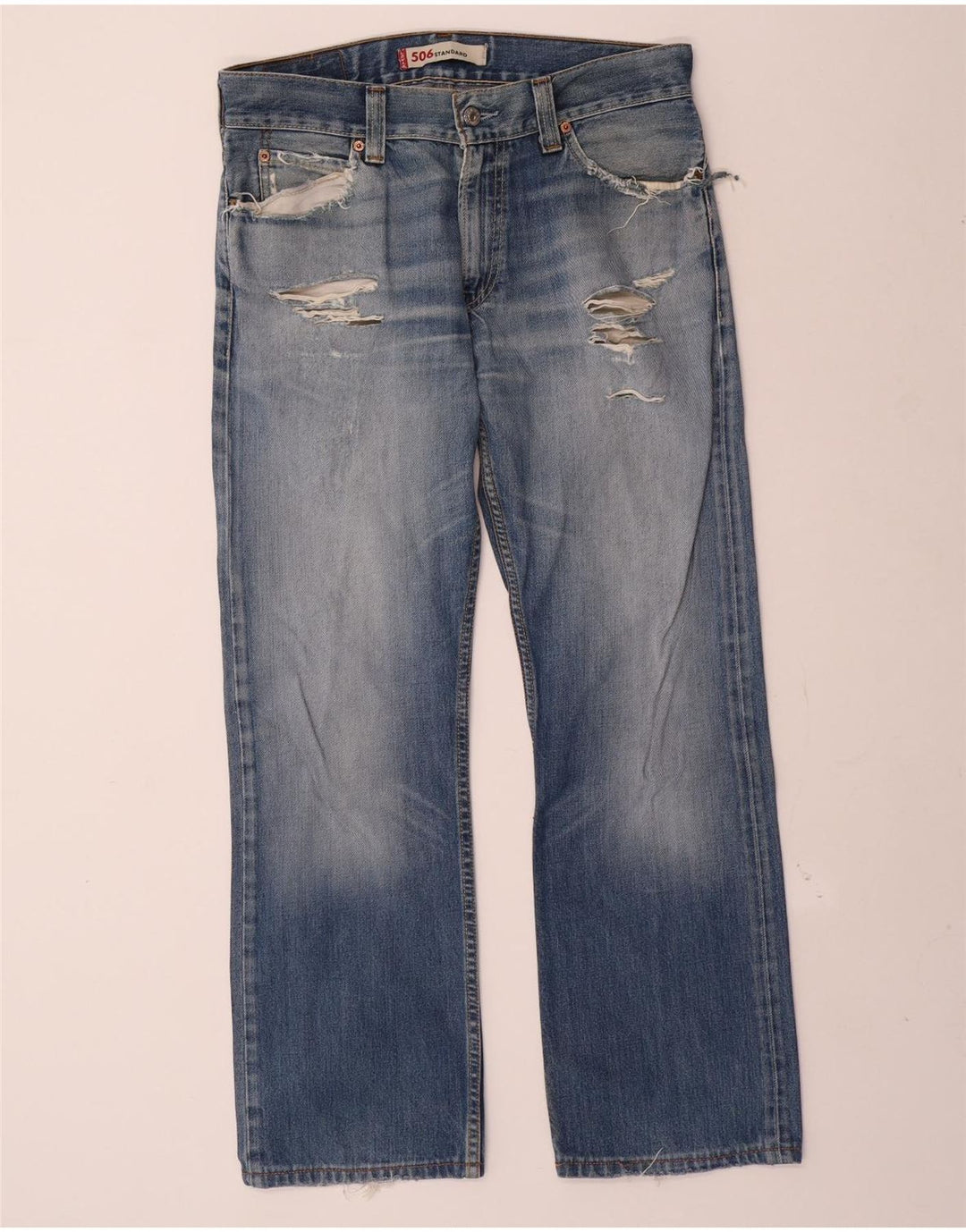 Levi's Mens 506 Distressed standardne ravne traperice W33 L30 Plave