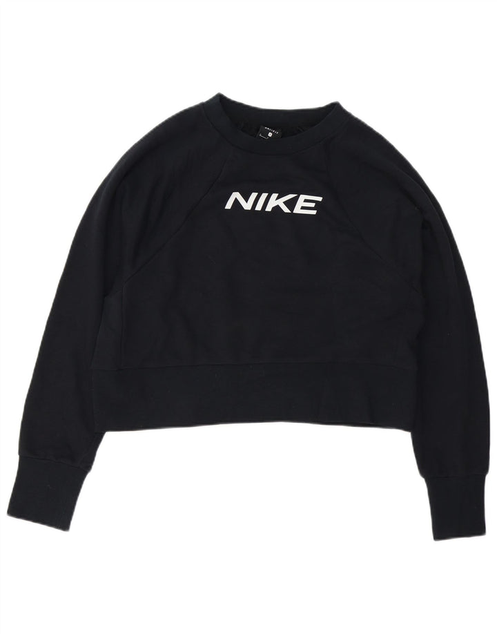 Nike Ženski Dri Fit Crop Oversized Sweatshirt Jumper UK 10 Small Black