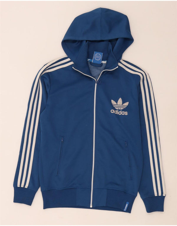 Adidas muški pulover s kapuljačom na patentni zatvarač mali plavi poliester