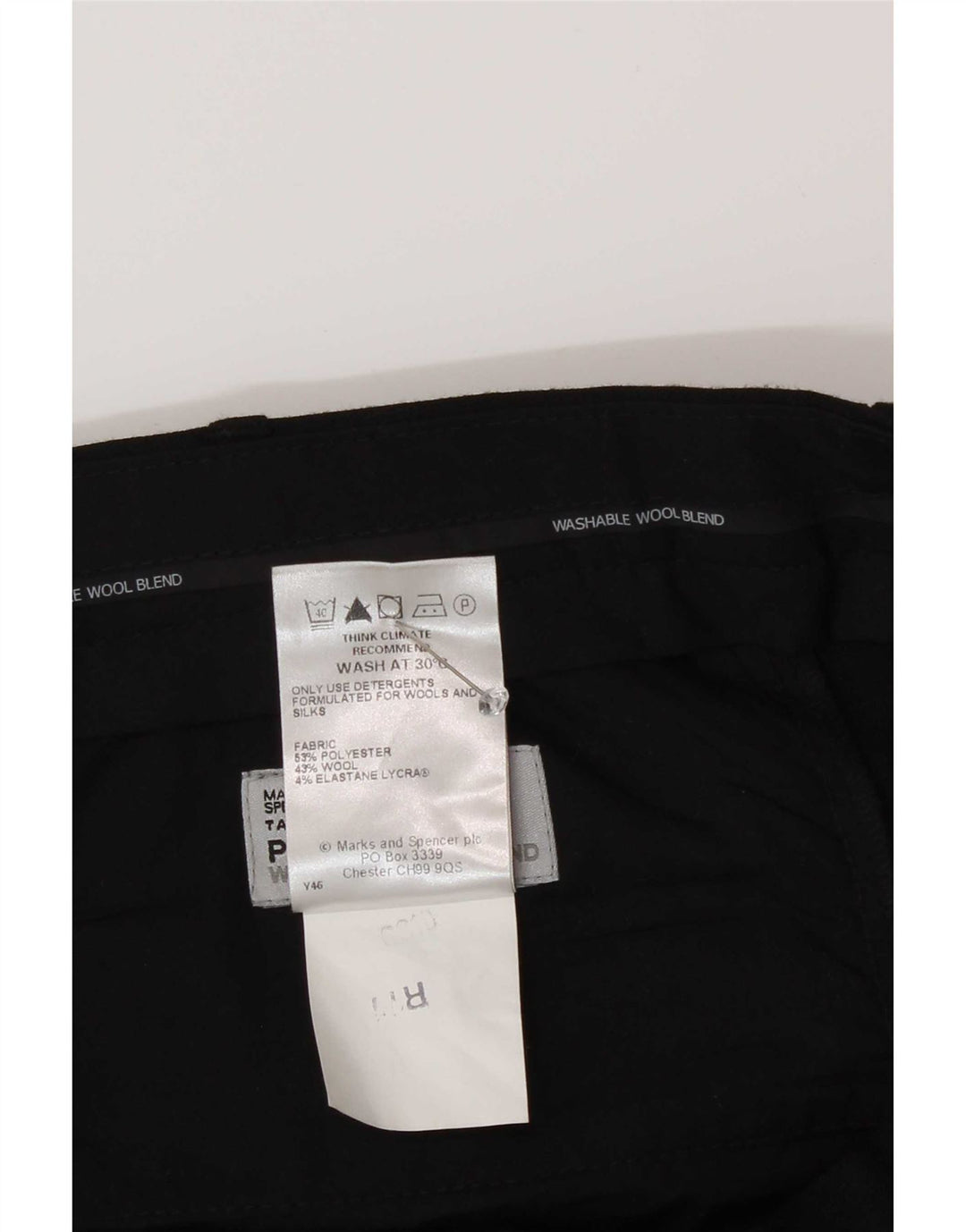 Marks & Spencer muške hlače s štipaljkama W38 L29 crni poliester