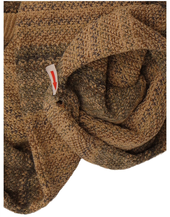 Vintage muški džemper s V-izrezom, srednji bež na pruge