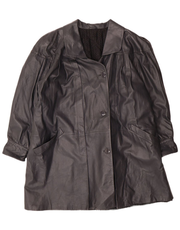 Vintage ženski preveliki kožni kaput IT 44 srednje crne kožne klasike