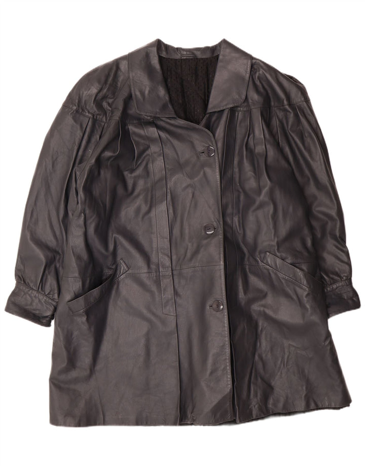 Vintage ženski preveliki kožni kaput IT 44 srednje crne kožne klasike