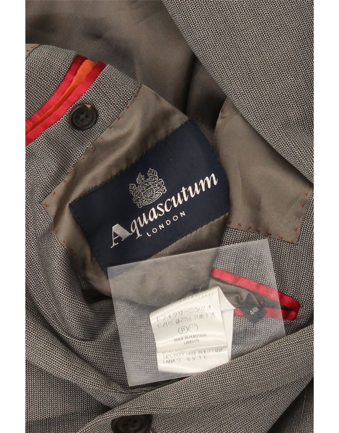 Aquascutum muška jakna sako s 1 gumbom UK 44 2XL siva riblja kost vuna