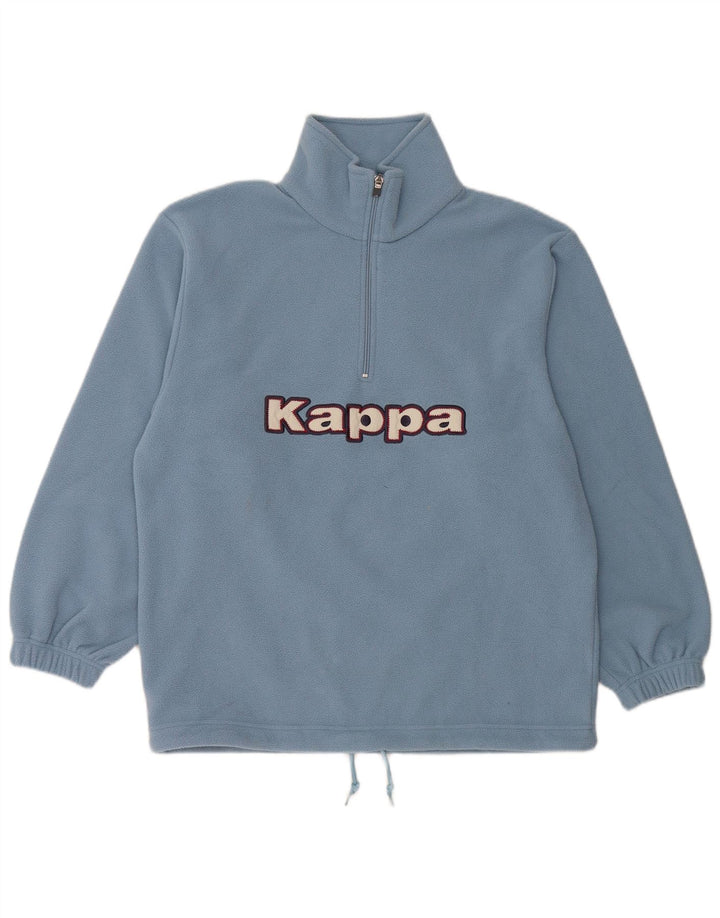 KAPPA Mens Graphic Zip Neck Fleece Jumper Small Blue Polyester