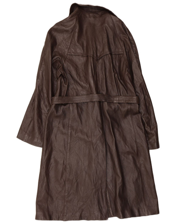 VINTAGE ženski kožni kaput s dvorednim kopčanjem IT 52 2XL smeđa koža