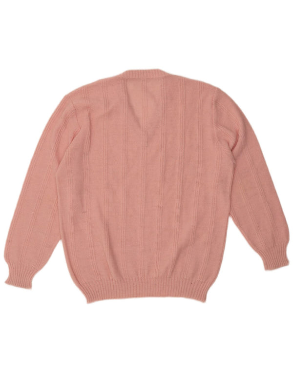 VINTAGE ženski džemper s V-izrezom UK 18 XL ružičasta