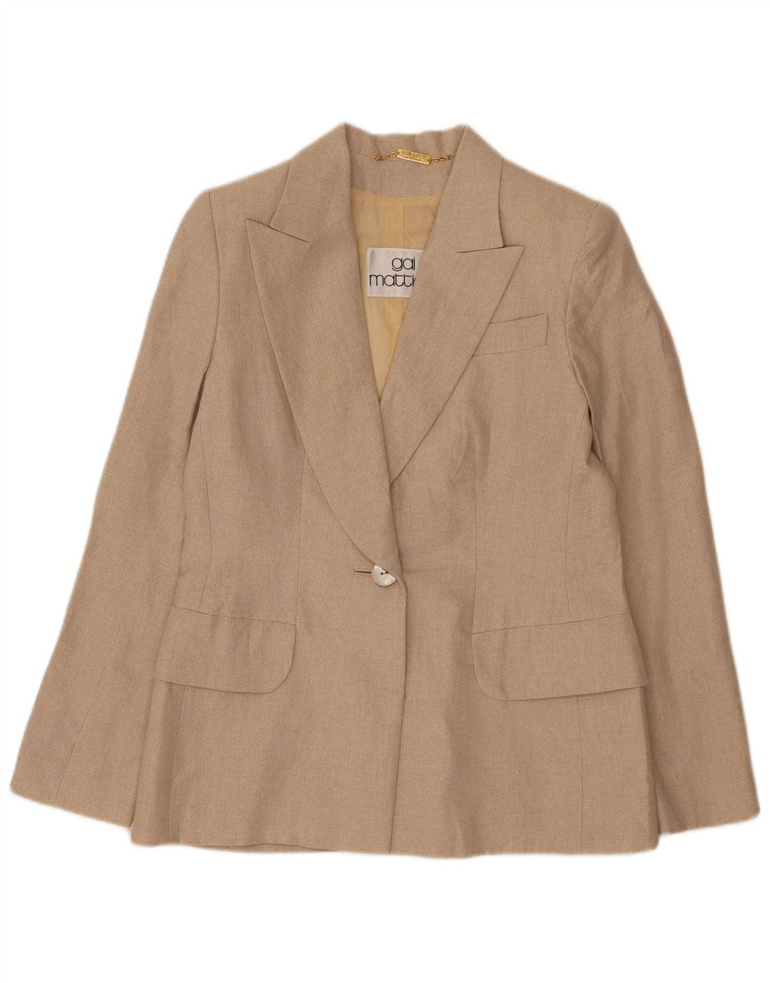 Gai Mattiolo Ženska jakna s jednim gumbom UK 16 Large Beige Lan