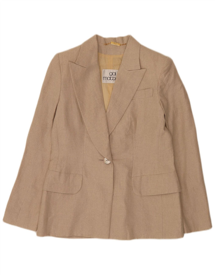 Gai Mattiolo Ženska jakna s jednim gumbom UK 16 Large Beige Lan