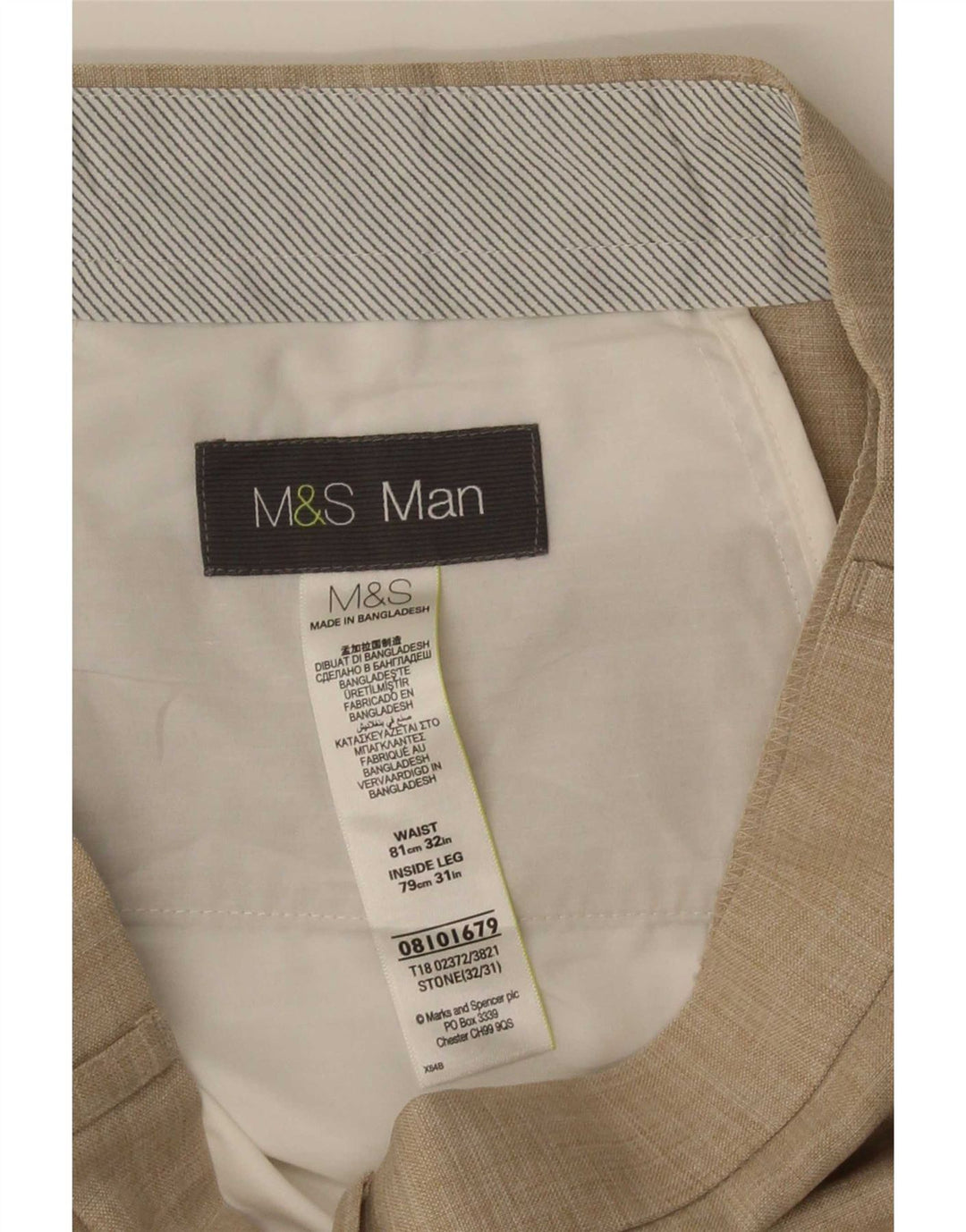 Marks & Spencer muške hlače ravnog odijela W32 L31 bež poliester