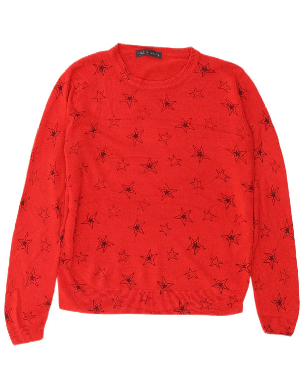 MARKS & SPENCER Ženski džemper s veznim izrezom UK 14 Veliki crveni geometrijski