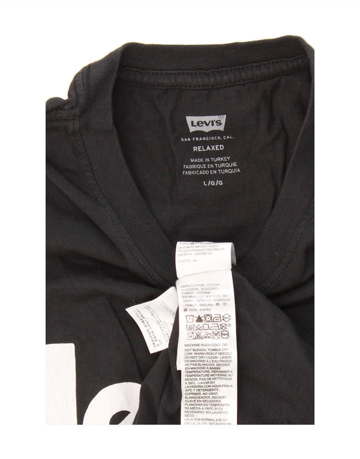 LEVI'S Mens Relaxed Graphic T-Shirt Top Large Black Cotton Vintage Levi's and Second-Hand Levi's from Messina Hembry 