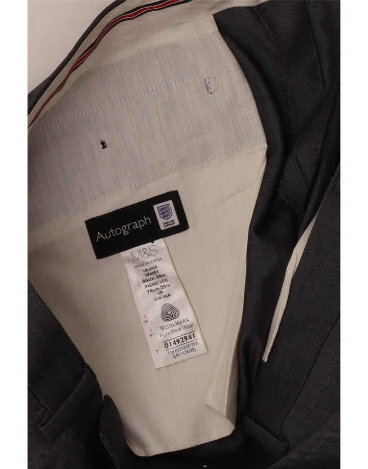 Marks & Spencer muške hlače ravnog odijela W34 L29 Siva vuna
