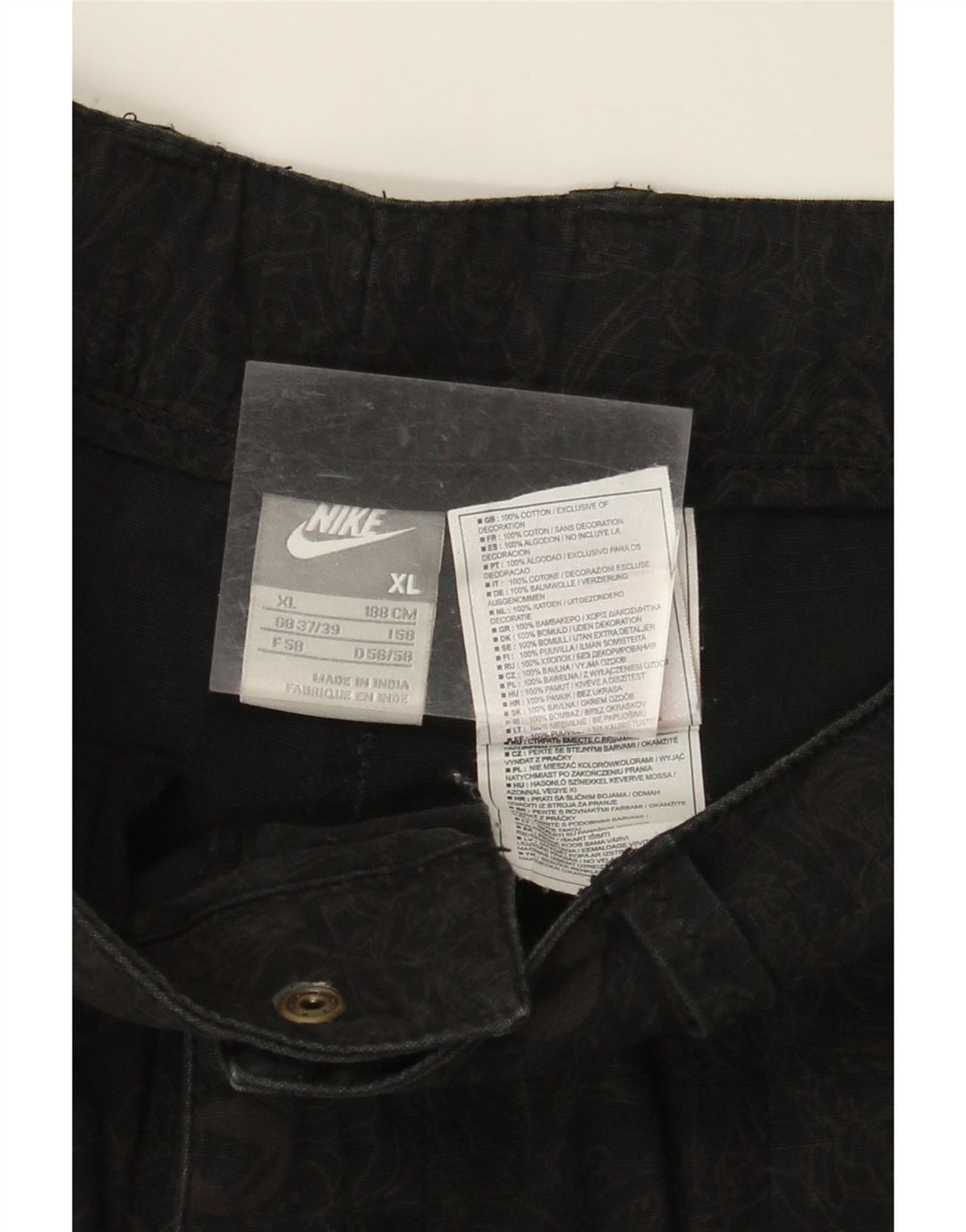 NIKE Muške kratke hlače Cargo XL W38 crni cvjetni pamuk