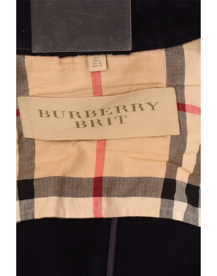 Burberry ženski preveliki duffle kaput s kapuljačom UK 6 XS tamnoplavi vuneni klasik