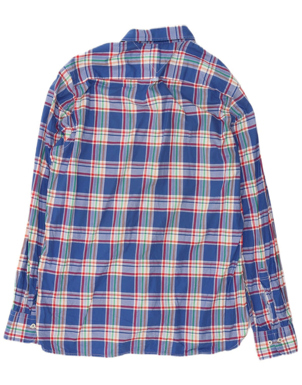 Tommy Hilfiger Mens Custom Fit Shirt Medium Blue Check Cotton