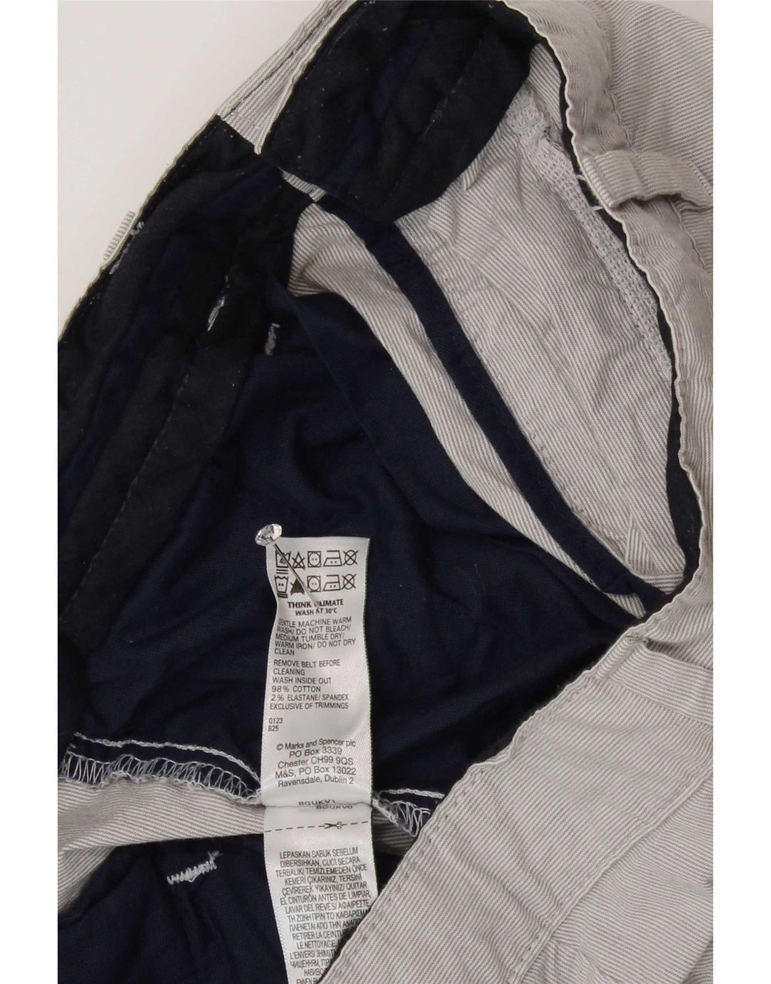 Marks & Spencer muške chino kratke hlače W32 pamuk srednje sive pruge