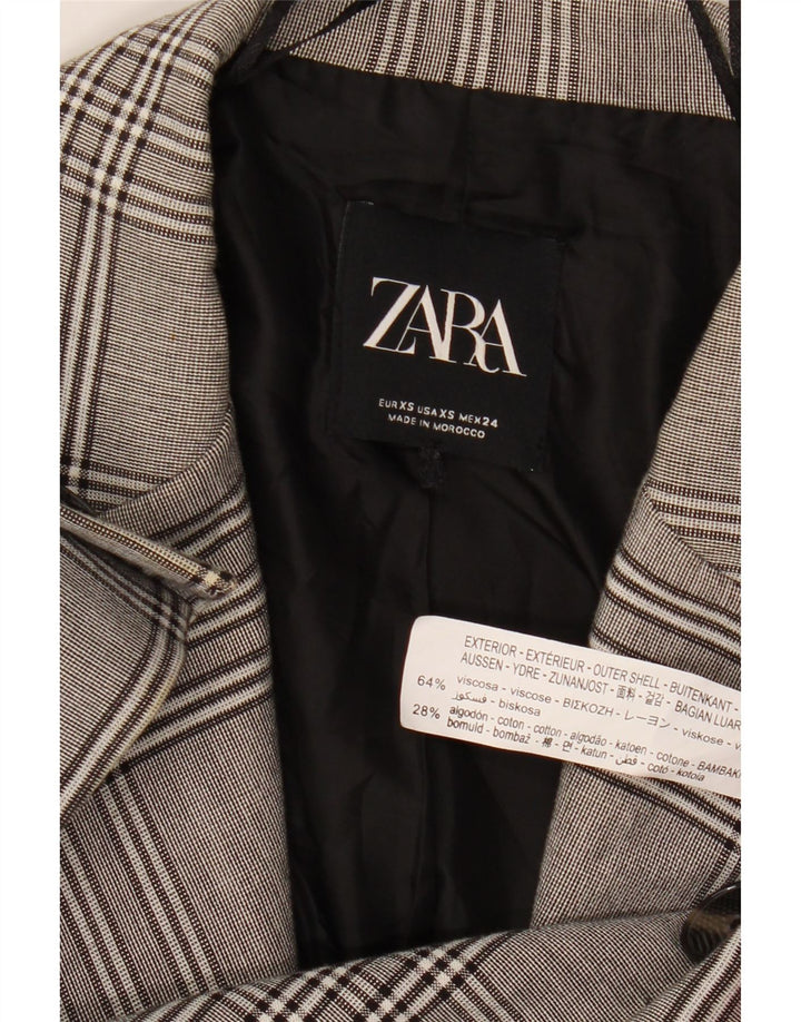 Zara ženska prevelika jakna sa 2 gumba UK 6 XS siva karirana viskoza