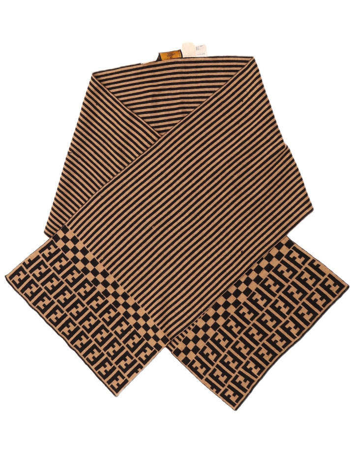 Fendi ženski šal IT 42 Dizajner srednje bež prugaste merino vune