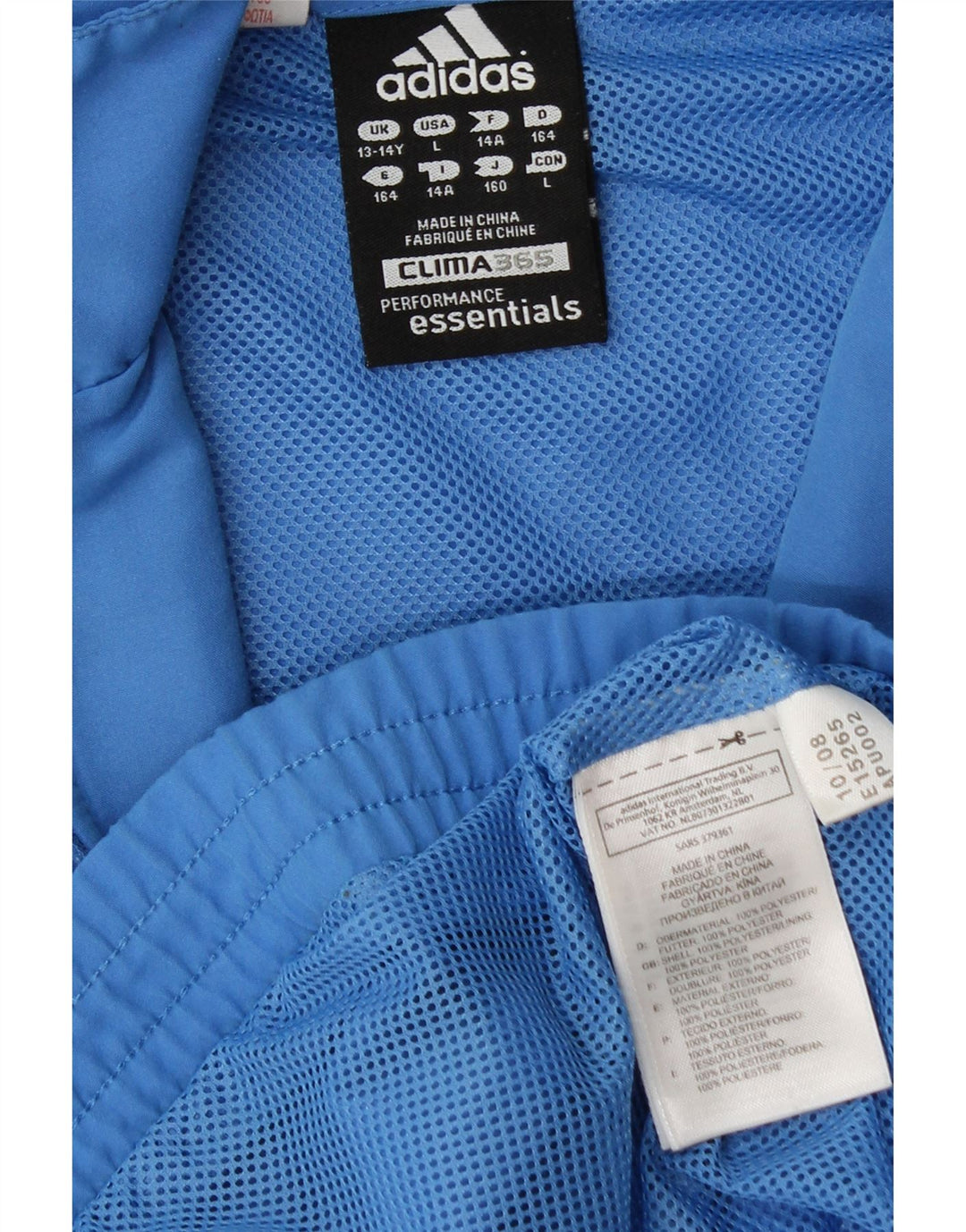 ADIDAS Boys Clima 365 Tracksuit Top Jacket 13-14 Years Blue Polyester