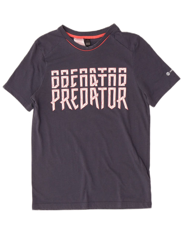 Adidas Boys Regular Graphic T-Shirt Top 13-14 Years Navy Blue Poliester