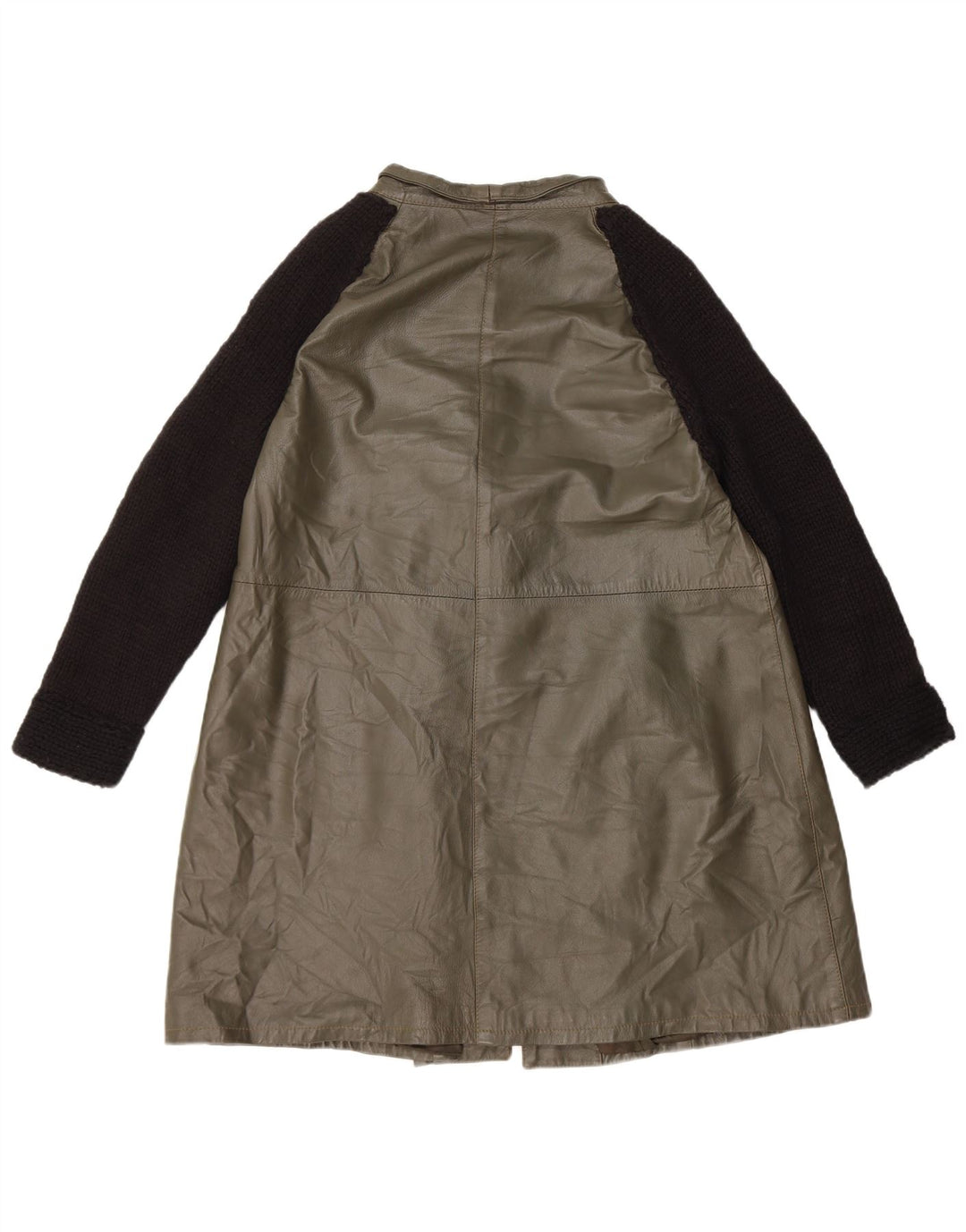 Vintage ženski preveliki kožni kaput IT 40 Mala zelena koža blokova boja