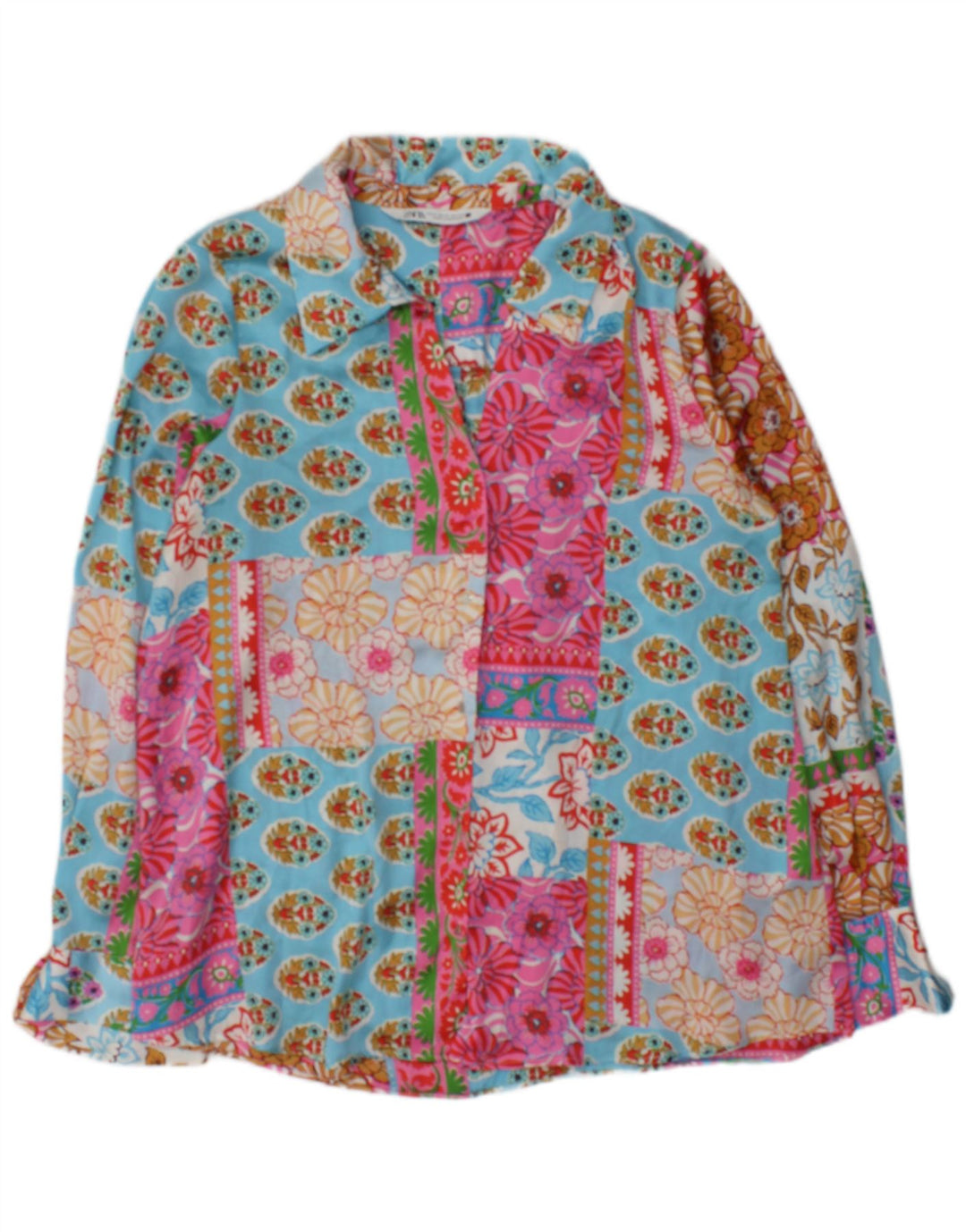 Zara ženski gornji dio bluze dugih rukava UK 14 srednje raznobojni patchwork