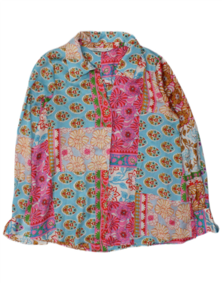 Zara ženski gornji dio bluze dugih rukava UK 14 srednje raznobojni patchwork