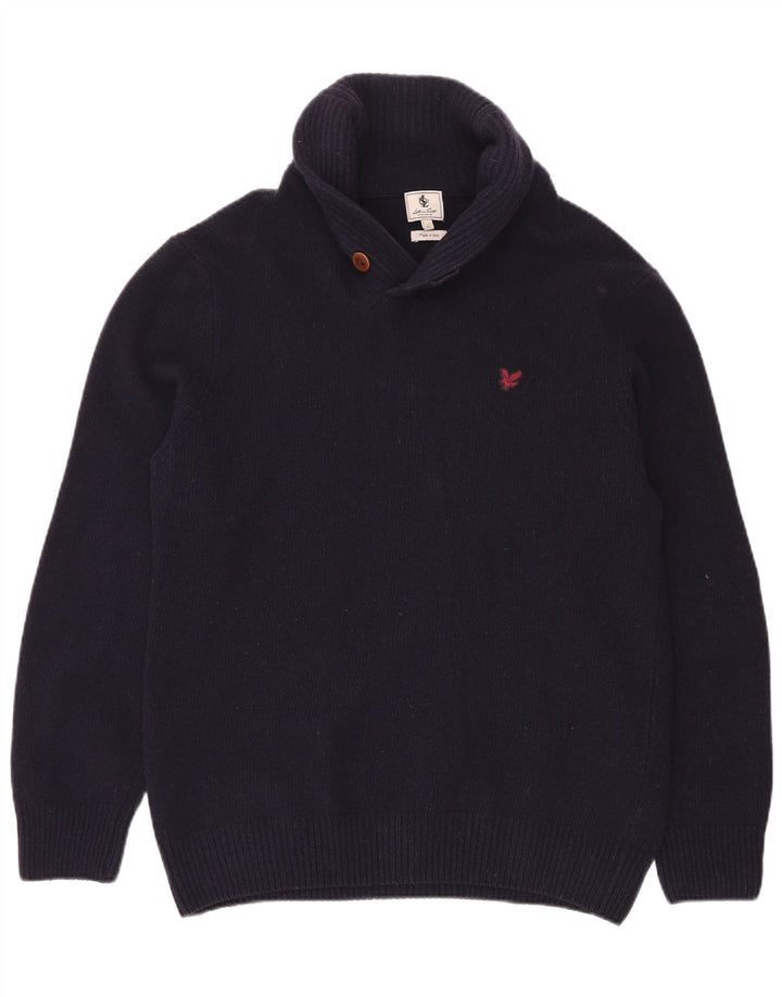 Lyle & Scott muški džemper sa šal ovratnikom Veliki tamnoplavi vuneni pulover