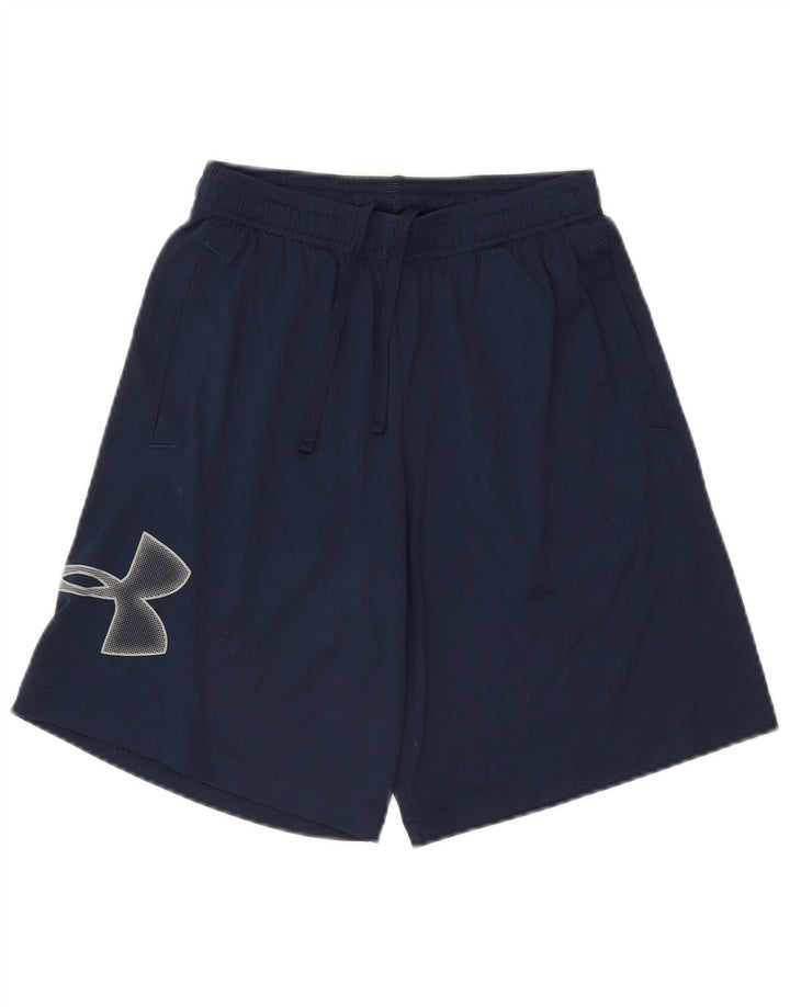 UNDER ARMOUR Mens Graphic Sport Shorts Small  Navy Blue Polyester