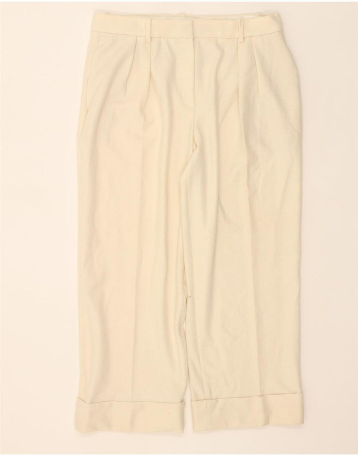 MASSIMO DUTTI Womens Pegged Cropped Trousers W37 L26 Off White Viscose Vintage Massimo Dutti and Second-Hand Massimo Dutti from Messina Hembry 