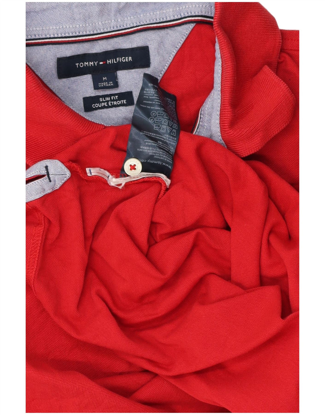 Tommy Hilfiger muška uska polo majica srednje crvene pamučne boje
