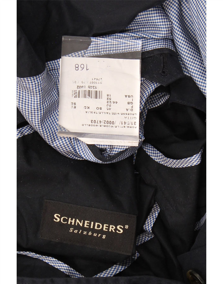 SCHNEIDERS Womens Overcoat UK 22 3XL  Navy Blue Cotton