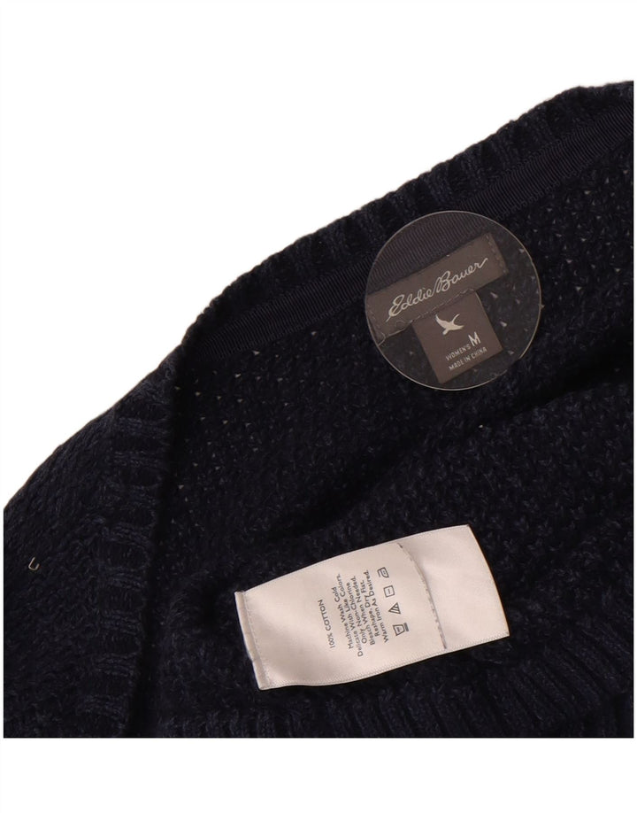 Eddie Bauer ženski kardigan džemper UK 14 srednje tamnoplavi pamuk