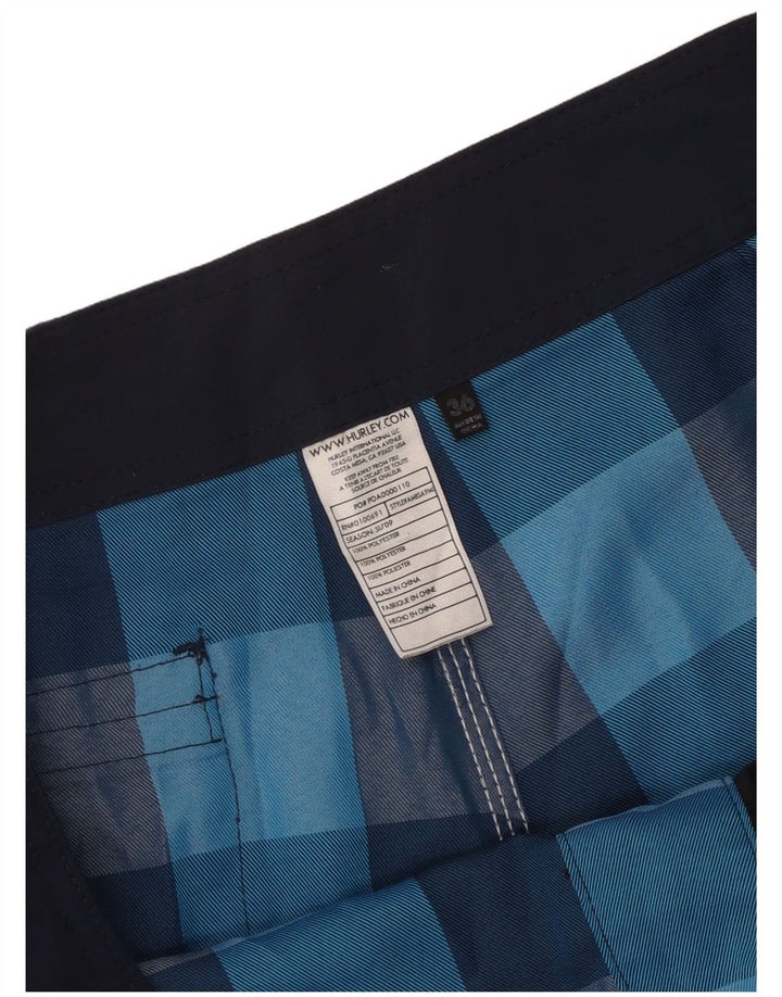 Hurley muške kratke hlače za kupanje s grafičkim motivima, veliki plavi karirani poliester