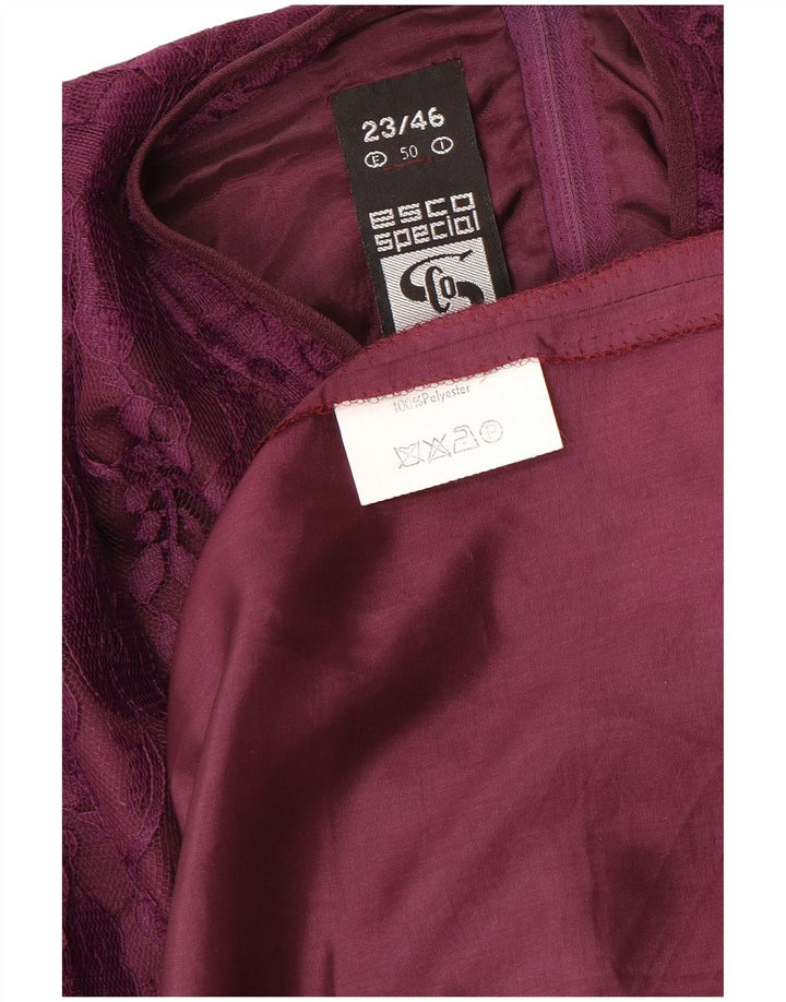 ESCO ženska haljina A-kroja dugih rukava IT 46 veliki ljubičasti cvjetni poliester