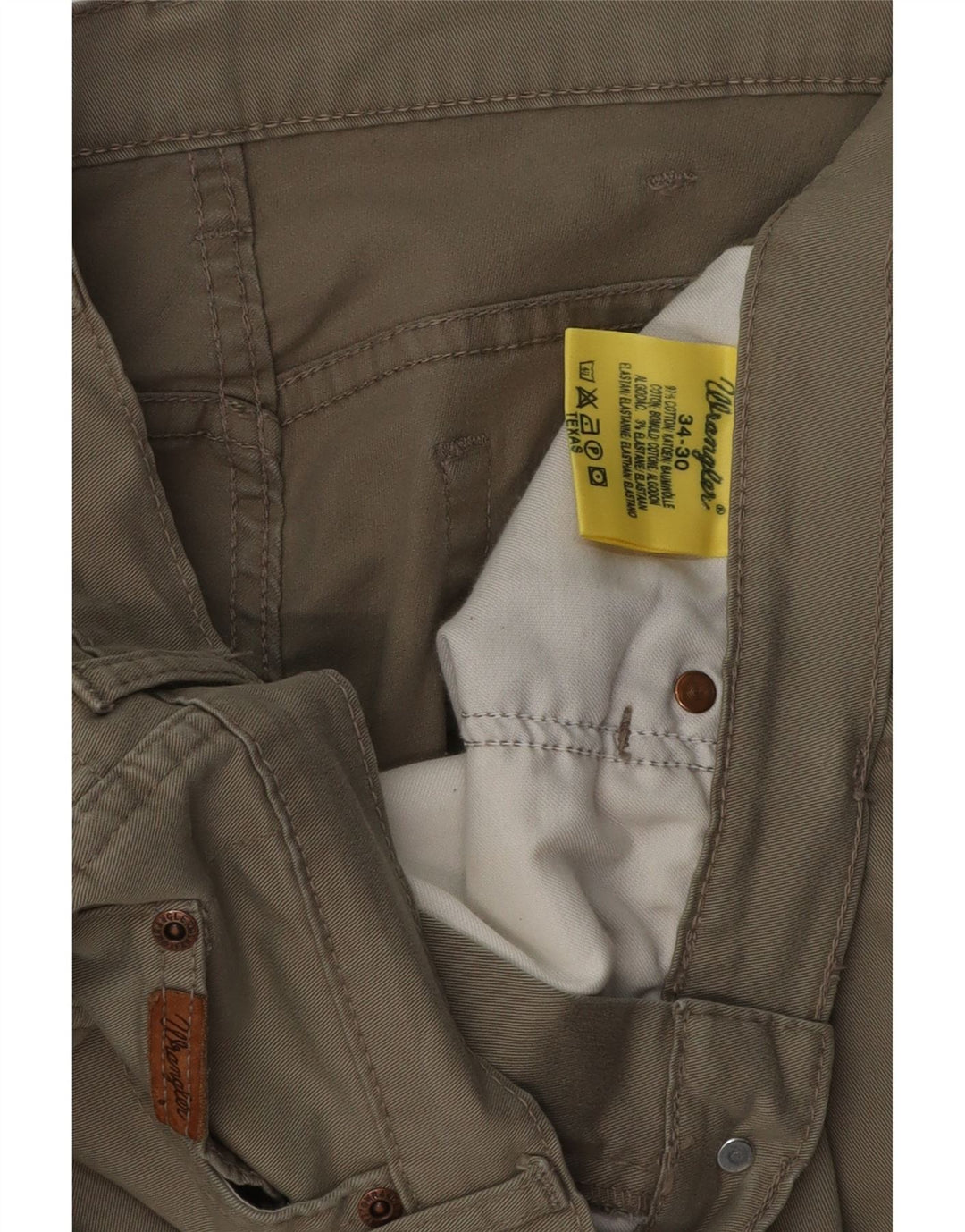 WRANGLER Muške teksaške ravne ležerne hlače W34 L30 kaki pamuk