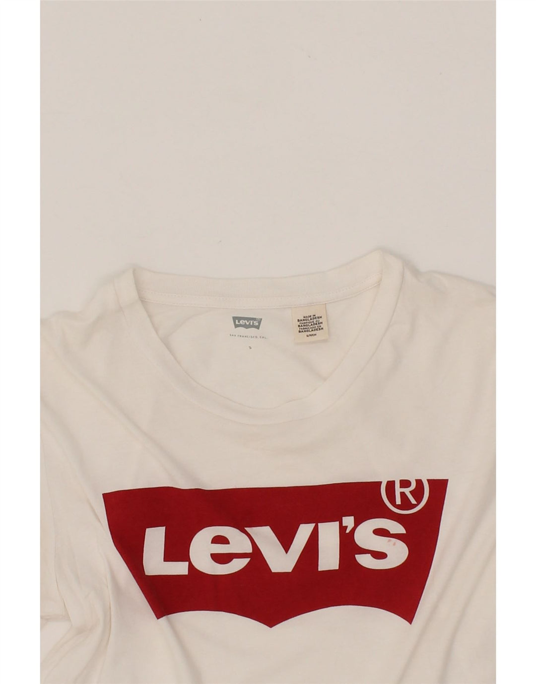 LEVI'S Womens Graphic T-Shirt Top UK 10 Small White Vintage Levi's and Second-Hand Levi's from Messina Hembry 