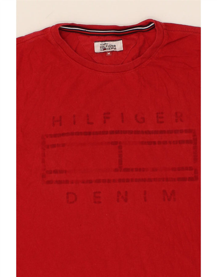 TOMMY HILFIGER Mens Graphic T-Shirt Top Medium Red Cotton Vintage Tommy Hilfiger and Second-Hand Tommy Hilfiger from Messina Hembry 