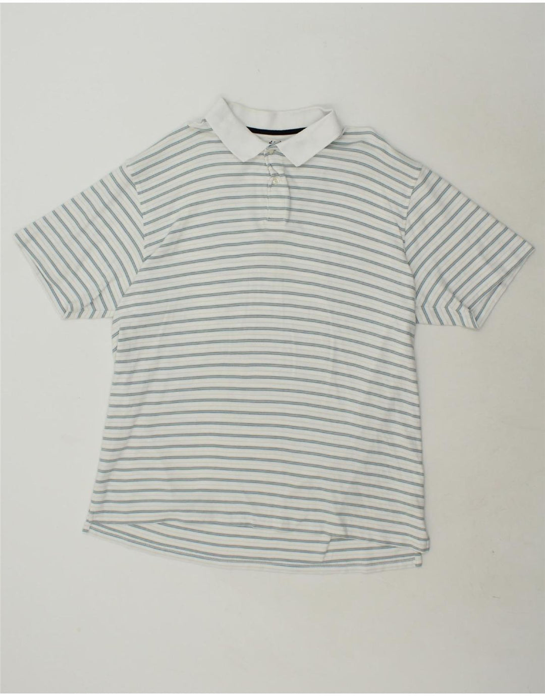 IZOD Mens Polo Shirt 2XL White Striped Cotton Vintage Izod and Second-Hand Izod from Messina Hembry 