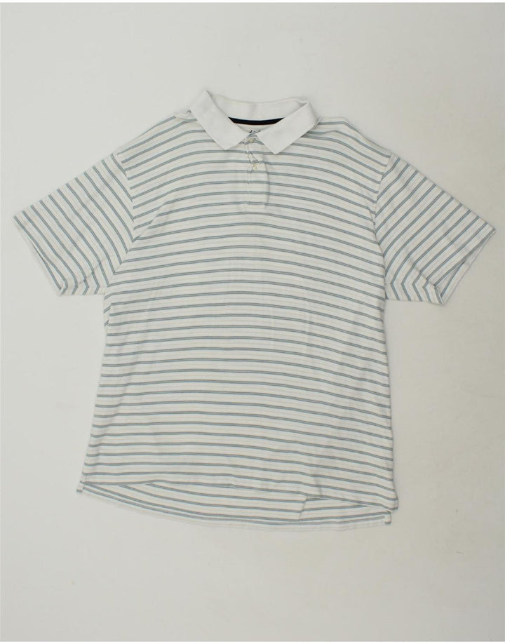 IZOD Mens Polo Shirt 2XL White Striped Cotton Vintage Izod and Second-Hand Izod from Messina Hembry 