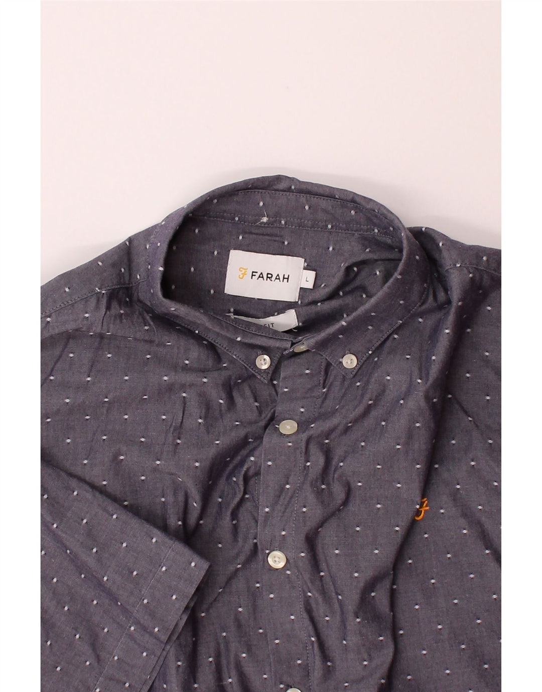 FARAH Mens Short Sleeve Shirt Large Grey Spotted Cotton Classic Vintage Farah and Second-Hand Farah from Messina Hembry 