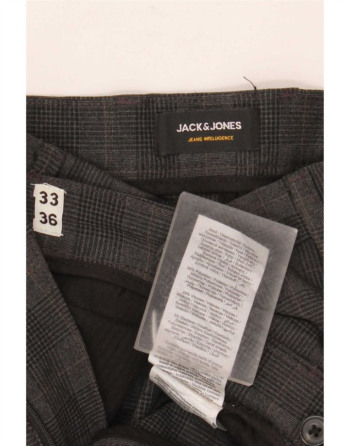Jack & Jones muške uske chino hlače Marco W33 L36 sivi karirani poliester