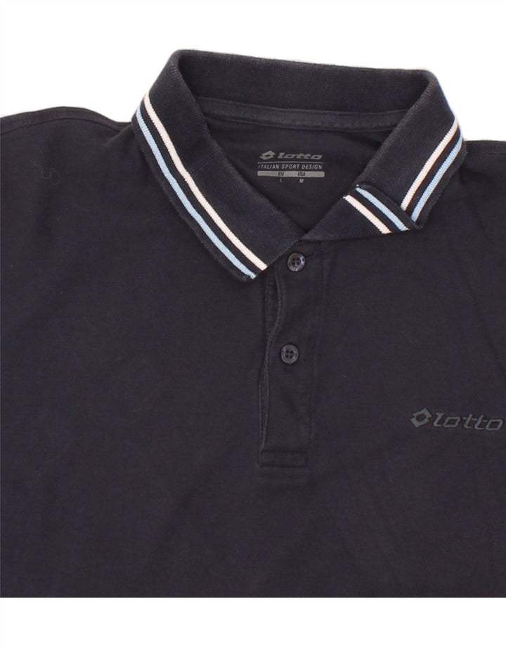LOTTO Mens Polo Shirt Medium Navy Blue Cotton Vintage Lotto and Second-Hand Lotto from Messina Hembry 