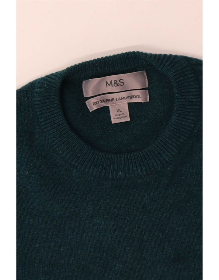 Marks & Spencer muški džemper s okruglim izrezom XL od zelene janjeće vune